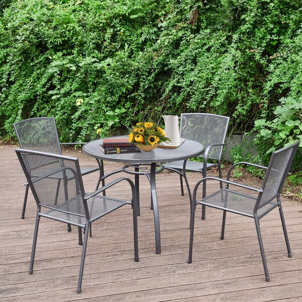 Latitude Run® 5-Piece Patio Metal Dining Set With Umbrella Hole | Wayfair